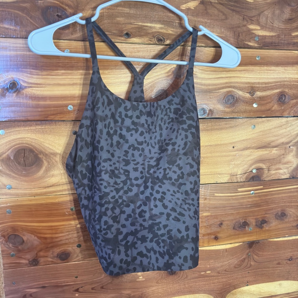 Black Leopard Print Workout Tank Top